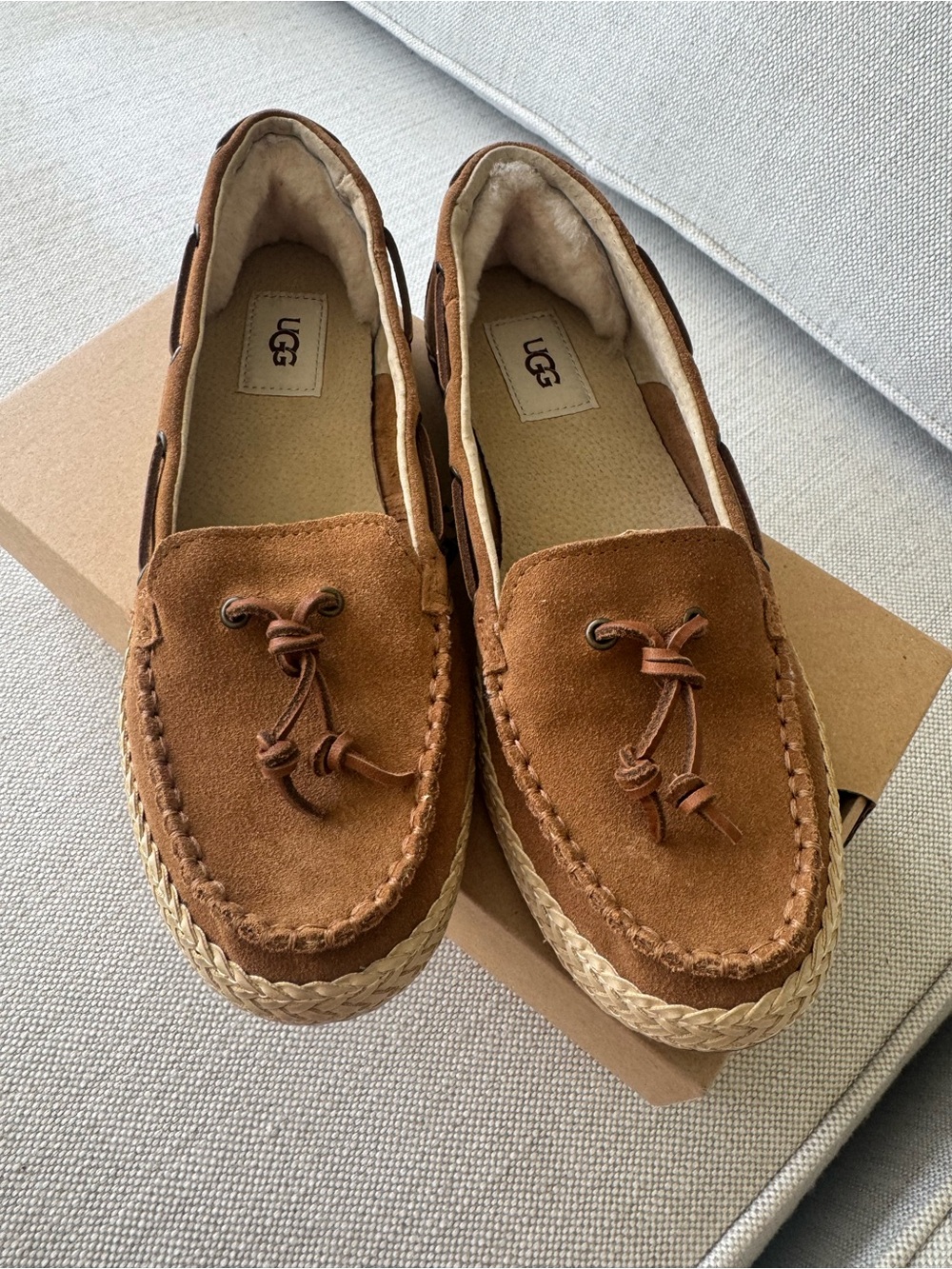 UGG Brown Suede Espadrille Moccasin Loafers